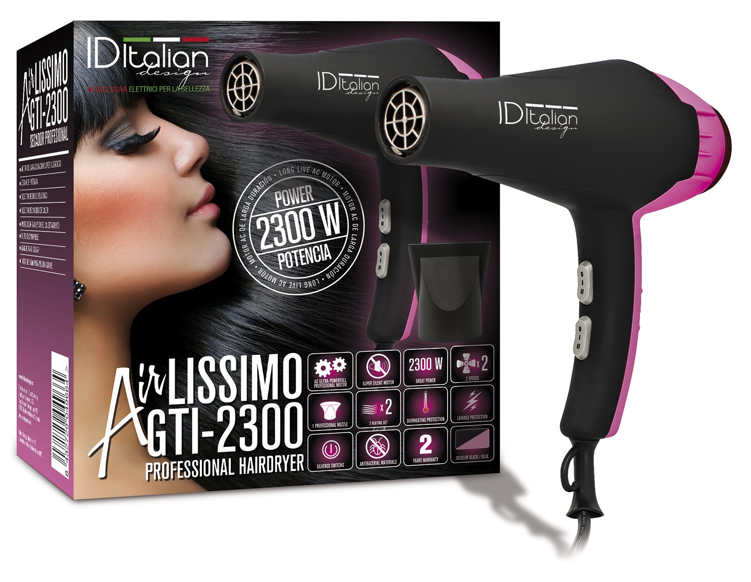▷ Secador de Pelo Airlissimo Rosa The Beauty Corner
