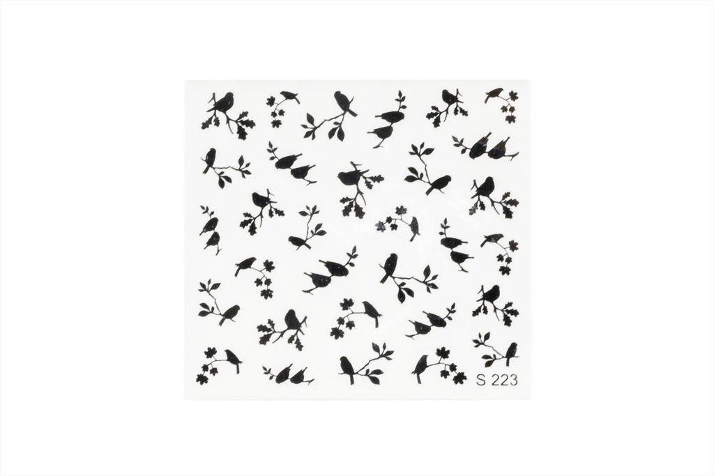 Autocollants pour nail art. oiseaux noirs