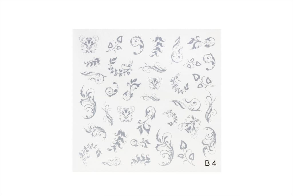 Nailart-Aufkleber. silberne Blumen