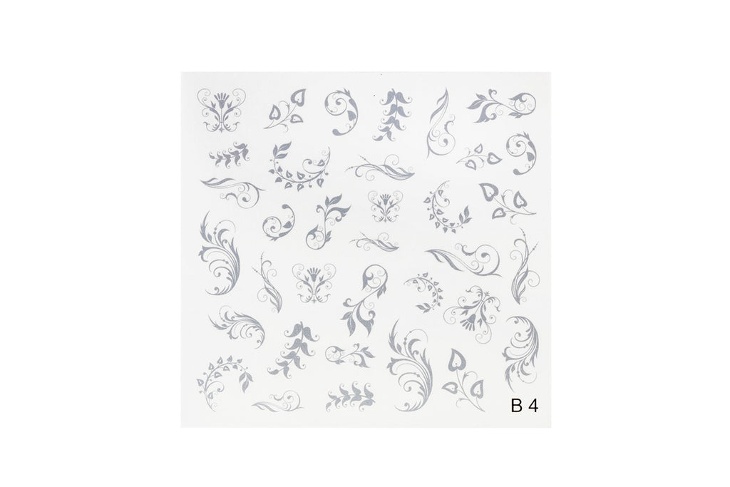 Nailart-Aufkleber. silberne Blumen