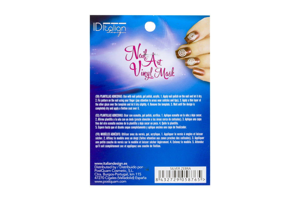 Nailart-Vinylmaske. silbernes Zebra