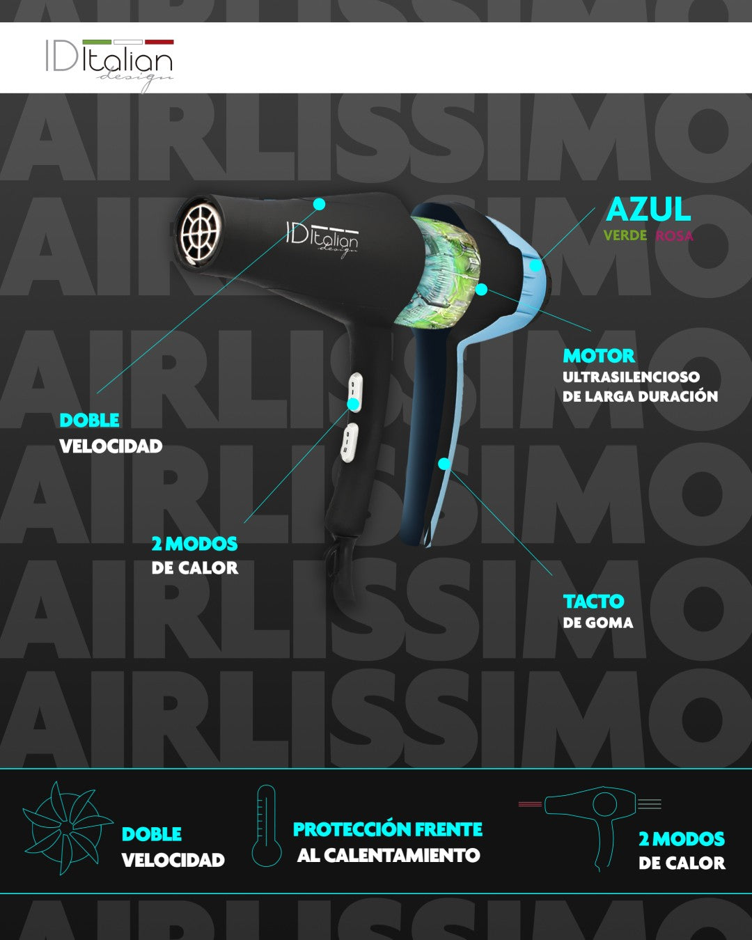 Secador de Pelo GTI 2300 Airlissimo Azul