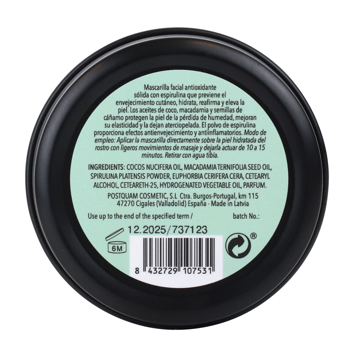 Maschera viso solida alla spirulina 60 gr.