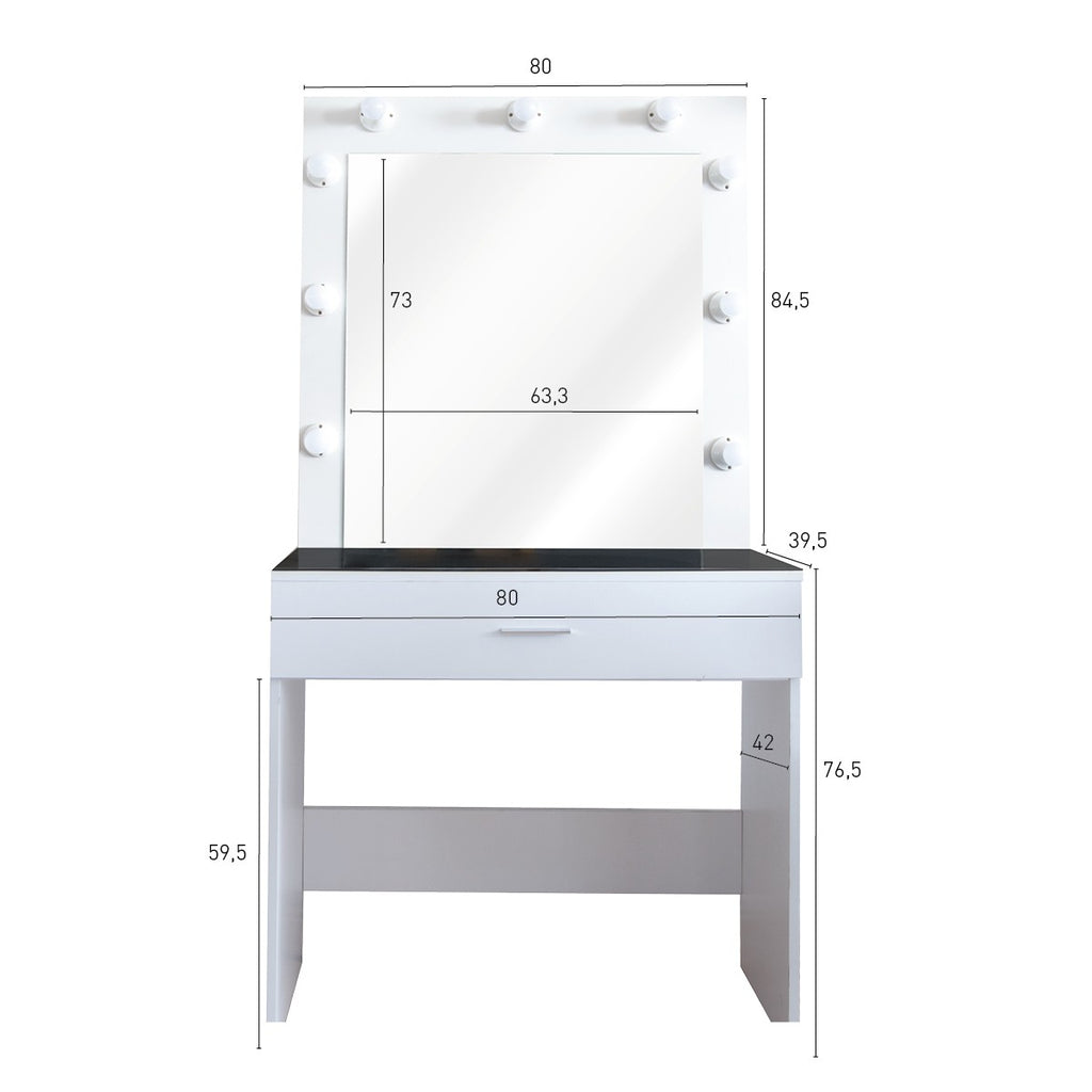 Tavolino da trucco con luce (9 lampadine)