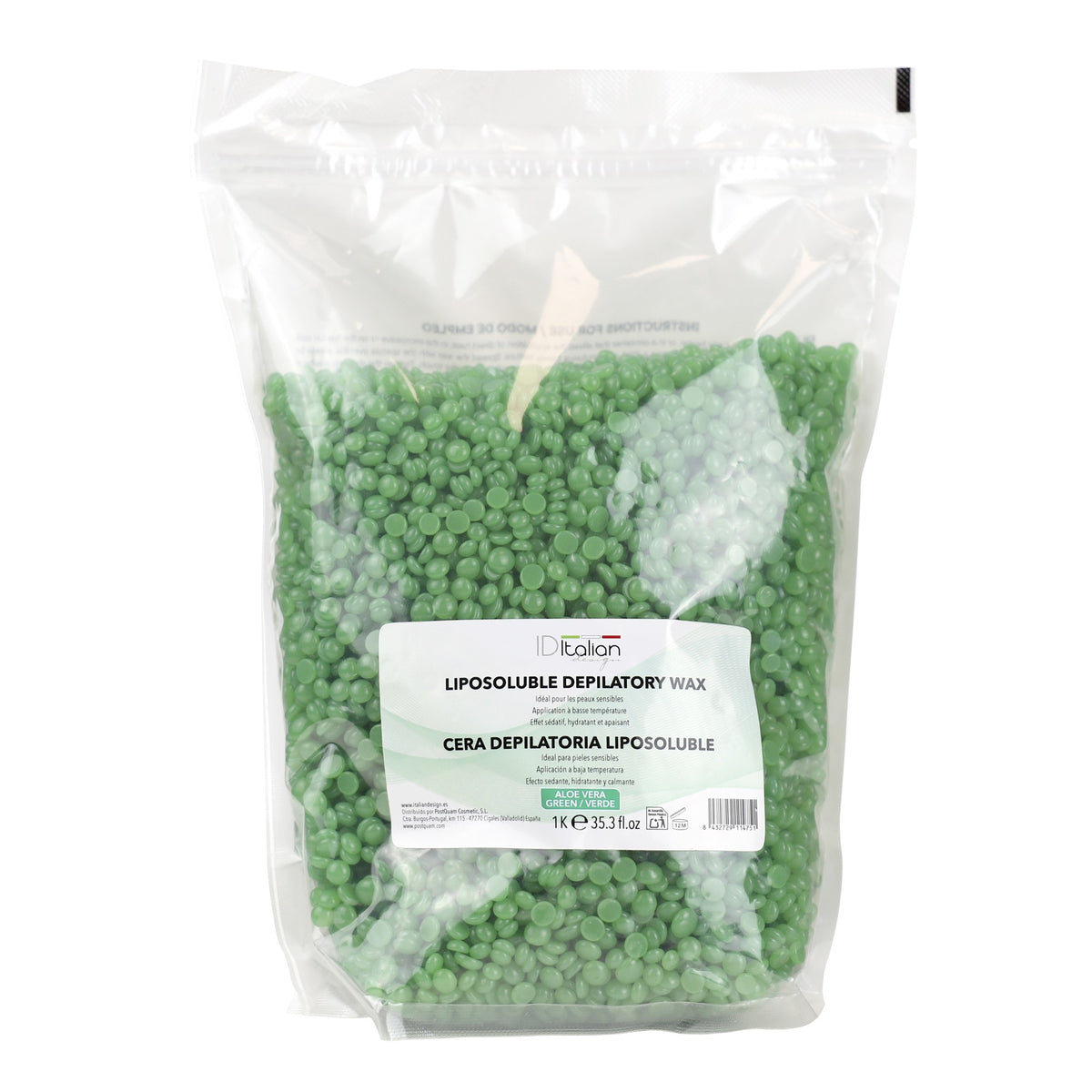 CERA DEPILATORIA IN PERLE VERDI IN SACCHETTO DA 1 KG