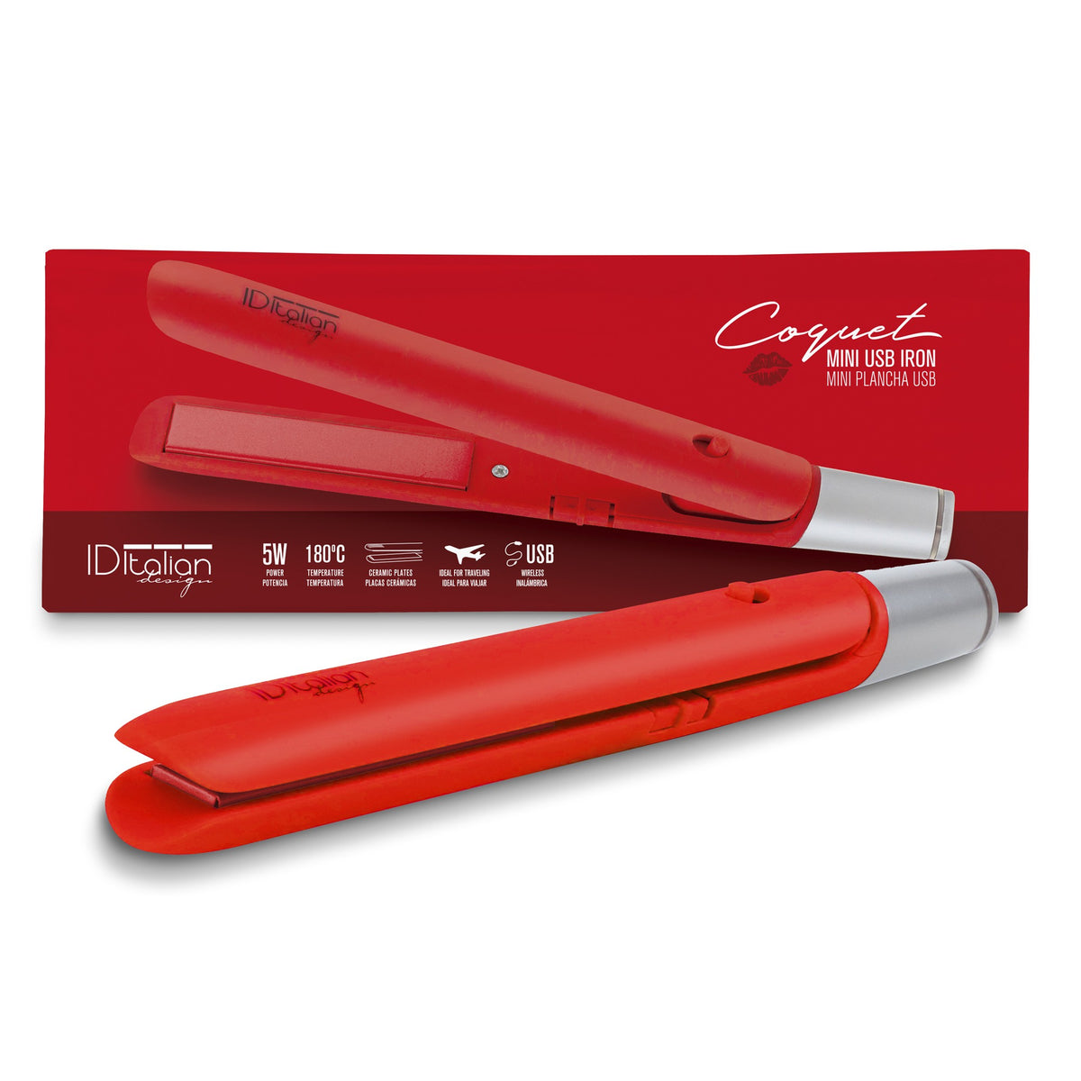 Piastra per capelli Mini USB coquet rossa