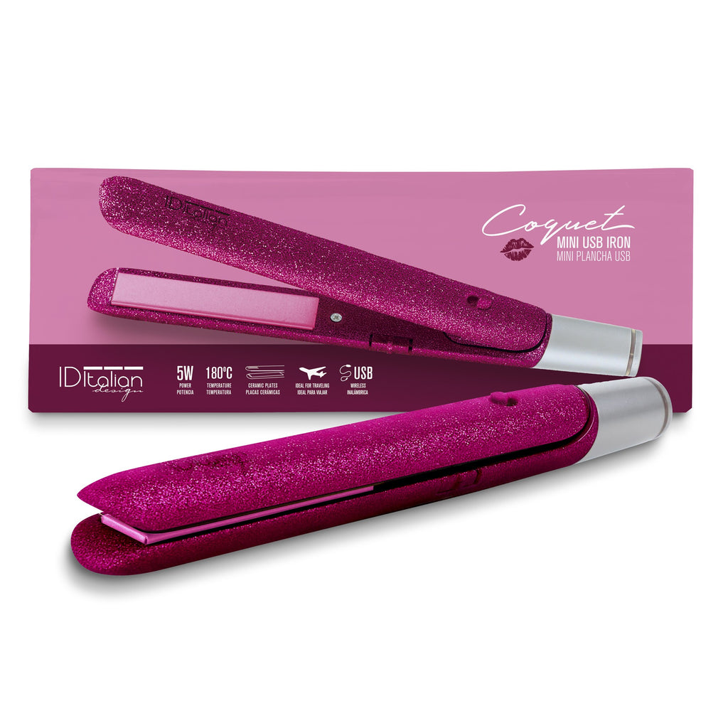 Mini prancha USB Coquet glitter fúcsia