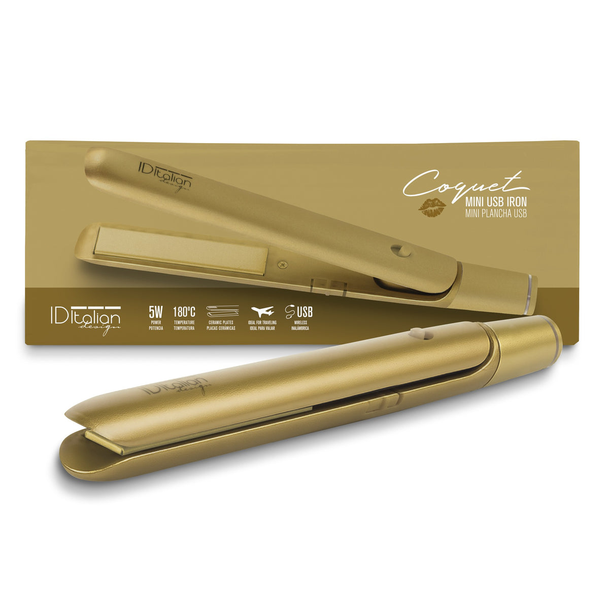 Piastra per capelli mini USB coquet gold