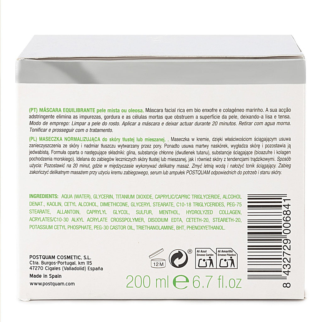 Maschera riequilibrante per pelle grassa o mista 200 ml