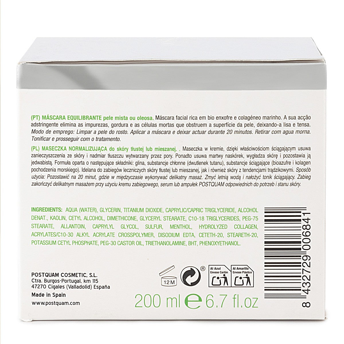 Mascarilla Equilibrante Piel Grasa o Mixta 200 ml