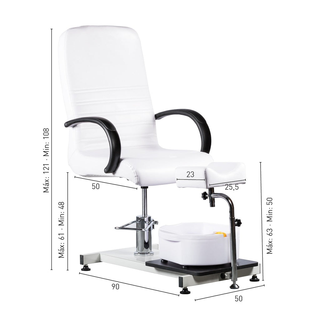 Cadeira de manicure-pedicure hidráulica Torino branca