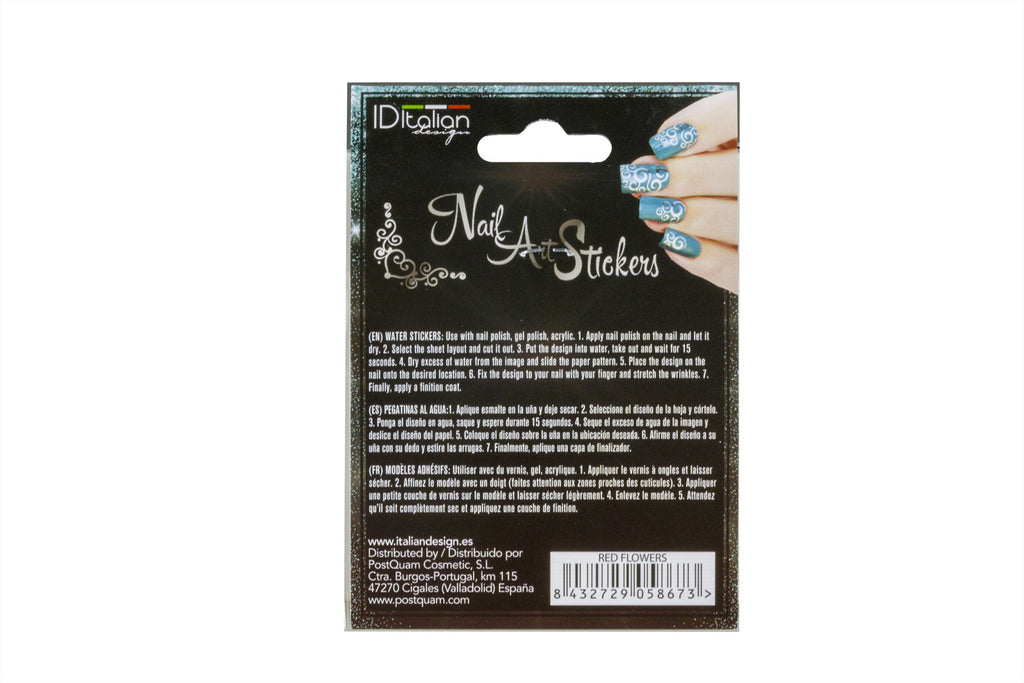 Autocollants pour nail art. fleurs rouges