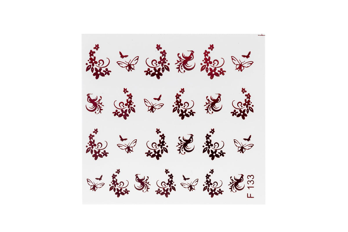 Nail Art Stickers. Red Flowers