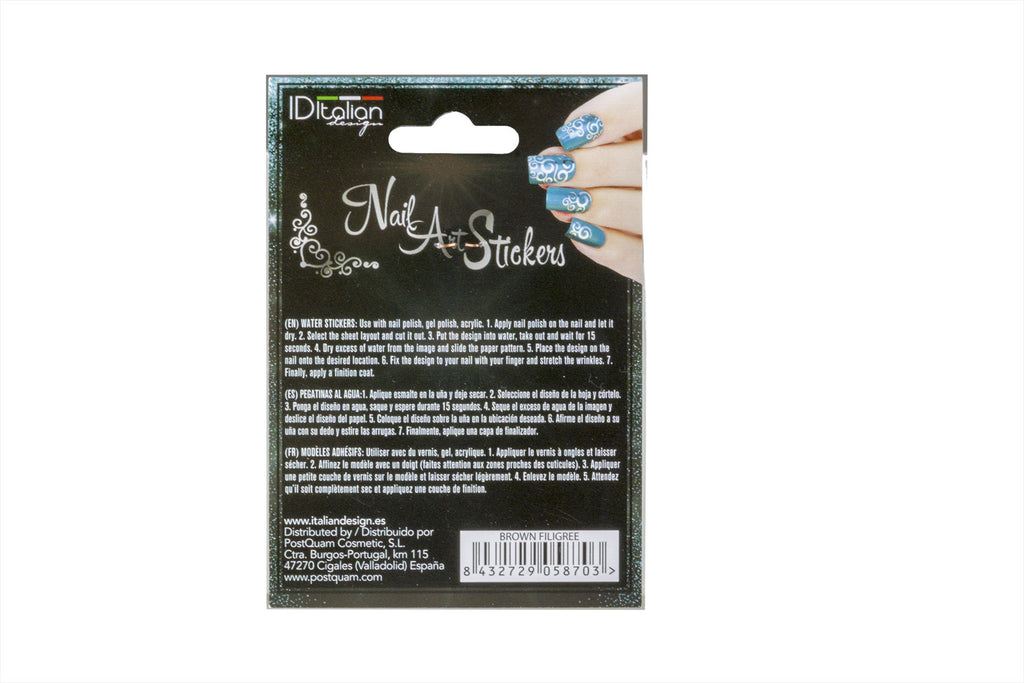 Autocollants pour nail art. filigrane marron