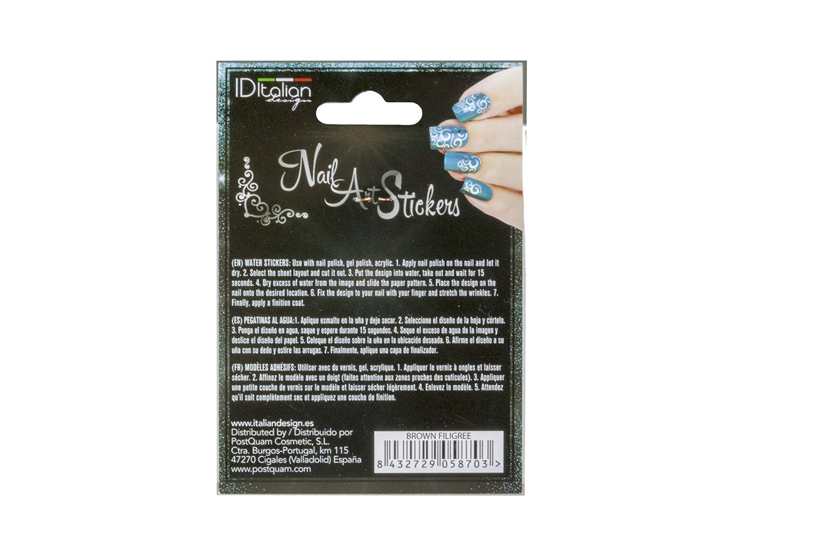 Nail Art Stickers. Brown Filigree