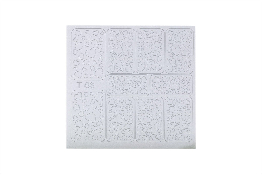 Maschera in vinile per nail art. cuori argento