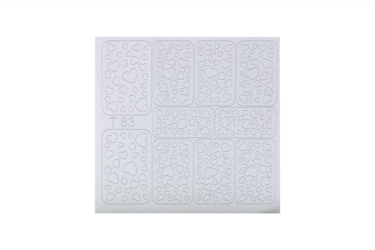 Nail Art Vinyl Mask. Silver Hearts