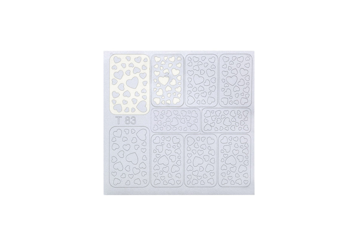Nail Art Vinyl Mask. Silver Hearts